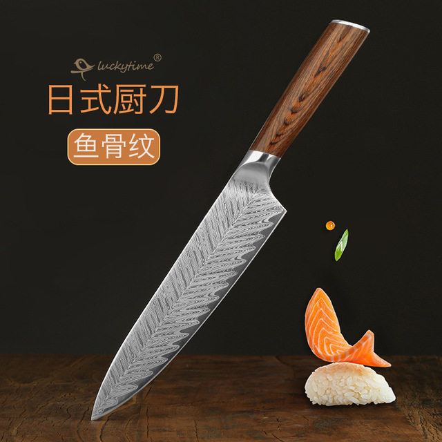 高档大马士革钢纹西式主厨刀切片切肉刀菜刀日式料理刀寿司刺身刀有何区别?-菜刀-淘宝好物网