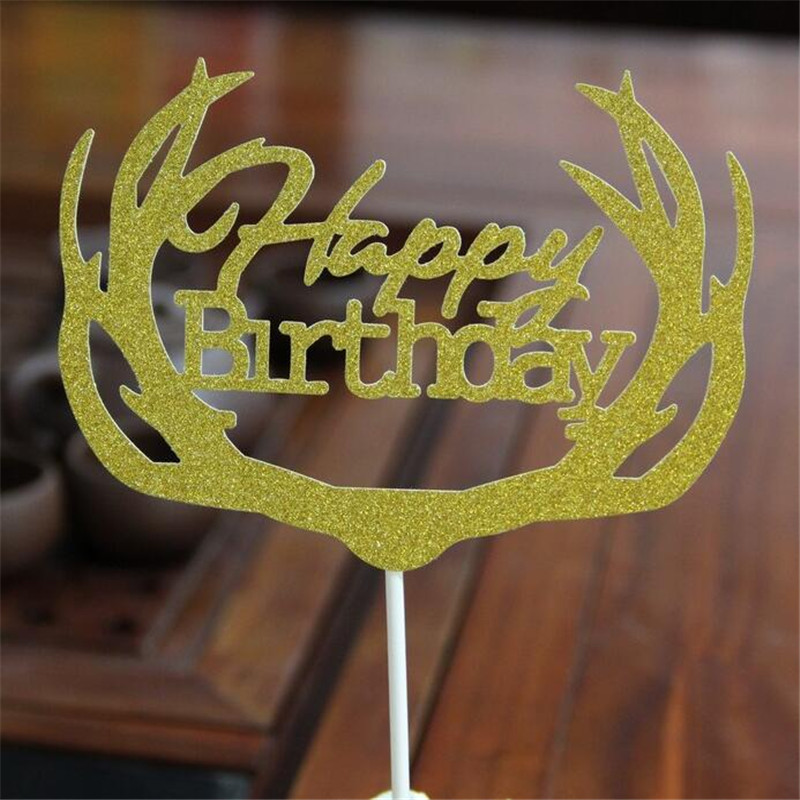 Cake flag antler bow happybirthday creative card party dessert table decoration spot