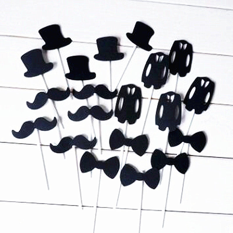 New Cake Adornment Men's Black Beard Collar Knots Hat Creative Sweet Table Inserts A Pack Of 5 Spots