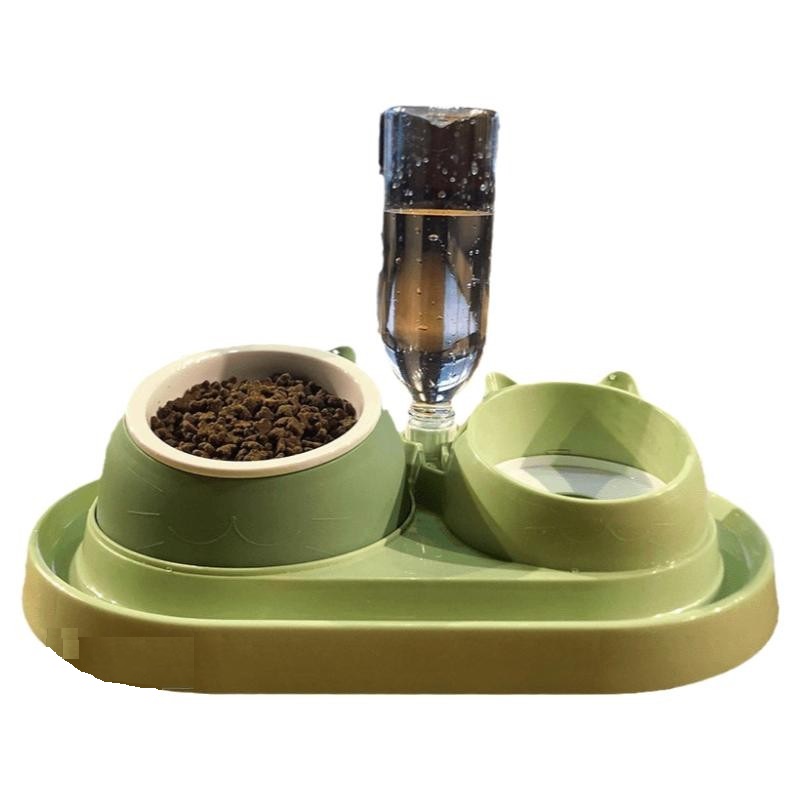 Dog's household items Dog basin Drinking water Integral Cat Bowl double bowl drinking water basin Anti-turning rice bowls Drinking water bowls