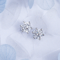 925 Sterling Silver Fire Diamond Stud Earrings Simple Six-Prong Single Diamond Earrings 60 Minutes 1 Carat Female High Carbon Diamond Fashion Tanabata