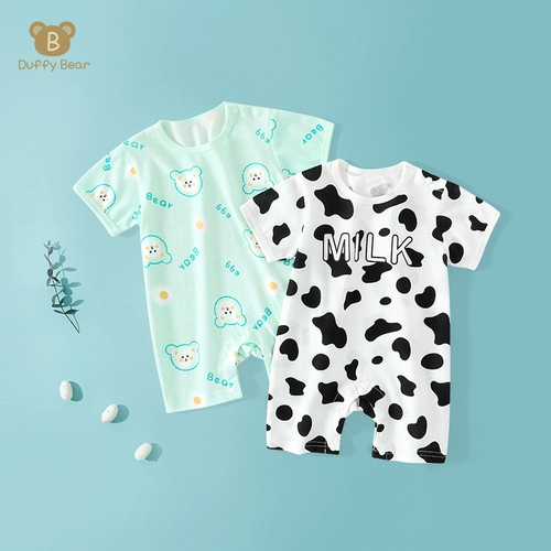 Детский хлопковый комбинезон для новорожденных, летняя тонкая пижама для отдыха, боди, 1-18 мес.