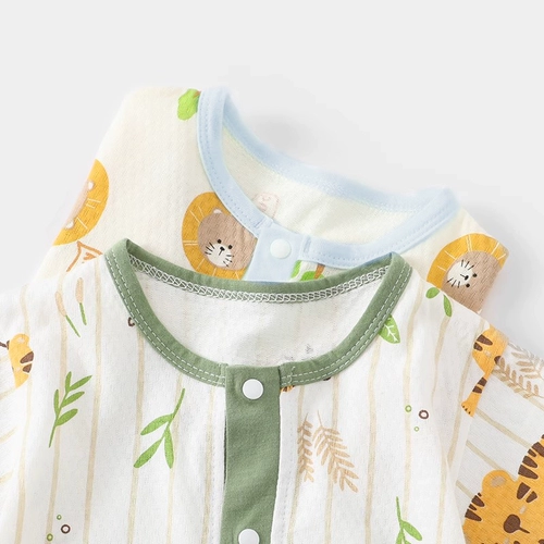 Детское летнее хлопковое боди для мальчиков, летняя одежда для девочек, тонкая пижама, короткий рукав