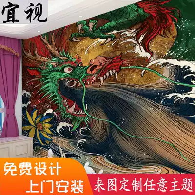 紋身工作室紋身店壁紙青龍中國龍壁紙刺青壁畫裝飾圖案背景牆牆布 紋身工作室紋身店壁紙青龍中國龍壁紙刺青壁畫裝飾圖案背景牆牆布