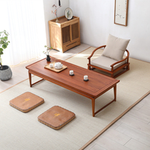 Japanese tatami tea table new Chinese old elm Zen tea table solid wood window balcony small kang table
