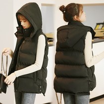 Hooded down cotton vest jacket female Korean version of loose waistcoat wear 2021 autumn and winter New Wild horse clip