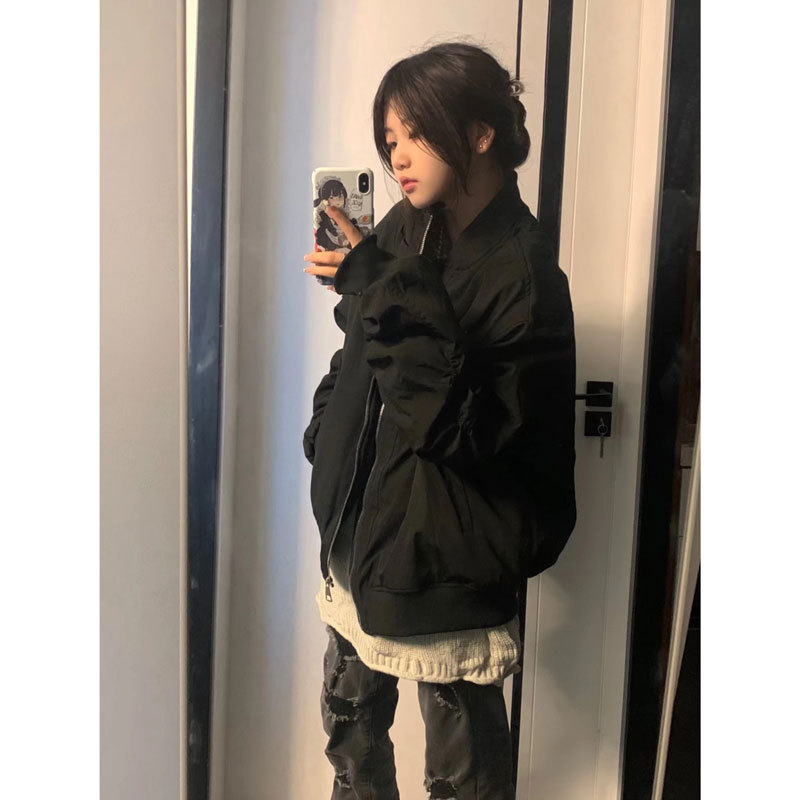 2026 New American Retro Flight Jacket for Women, Spring and Autumn Oversized Baseball Jacket, Thickened for Autumn and Winter