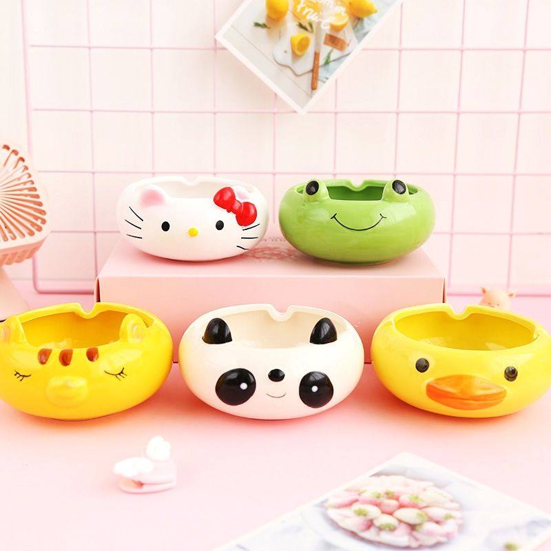 Home Living Room Cute Cartoon Small Animal Ceramics Cigarette Ashtray Creative Personality Boyfriend Birthday Gift Teacher Gift