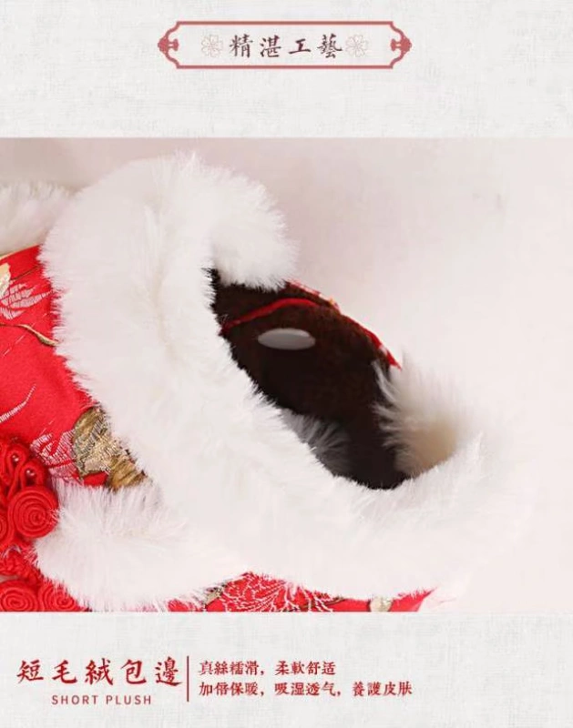 Mùa thu và mùa đông gừng cỡ vừa chùa đỏ quần áo chó quần áo Pomeranian da báo vui mùa đông nhỏ Satsuma - Quần áo & phụ kiện thú cưng