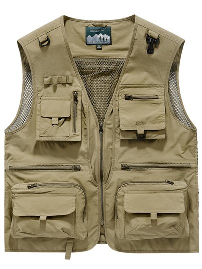 Men's Multi-Pocket Utility Vest Fishing Hiking Photography Outdoor Quick-Drying Jacket Sleeveless Vest