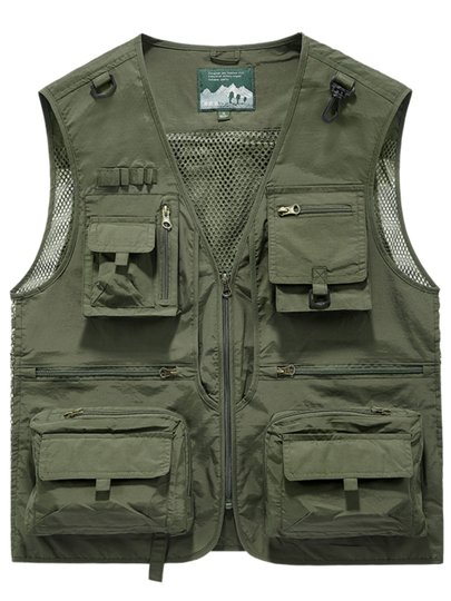 Men's Multi-Pocket Utility Vest Fishing Hiking Photography Outdoor Quick-Drying Jacket Sleeveless Vest