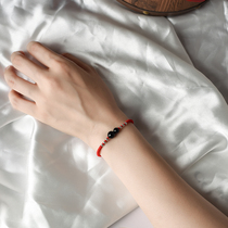 Xiao Zhan red rope couple bracelet A pair of sterling silver couple models braided simple life year bracelet female evil luck rope