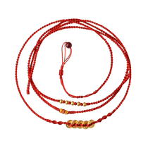 999 Pure Gold Five Emperors Money Gold Red Rope Waist Chain Dragon Year Ben Ming Year Transfer Cinnabar Red Waist Rope Dragon Belt