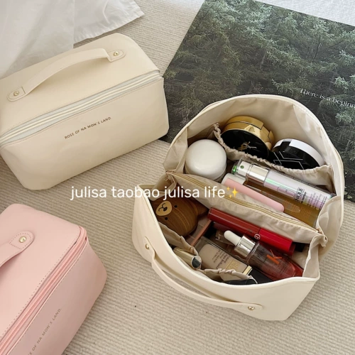 Полиуретановая вместительная и большая портативная косметичка, сумка для путешествий, сумка для хранения, подушка, изысканный стиль