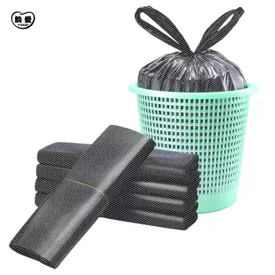 Pull throw bag Pull throw bag Suction bag household pull slope pull machine pull level pull chicken black color kitchen garbage bag thickened plastic