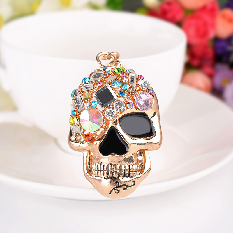 Golden Skeleton 2593automobile Key buckle exquisite lovely rhinestone owl Key chain female classic foreign trade personality Pendants Creative gifts
