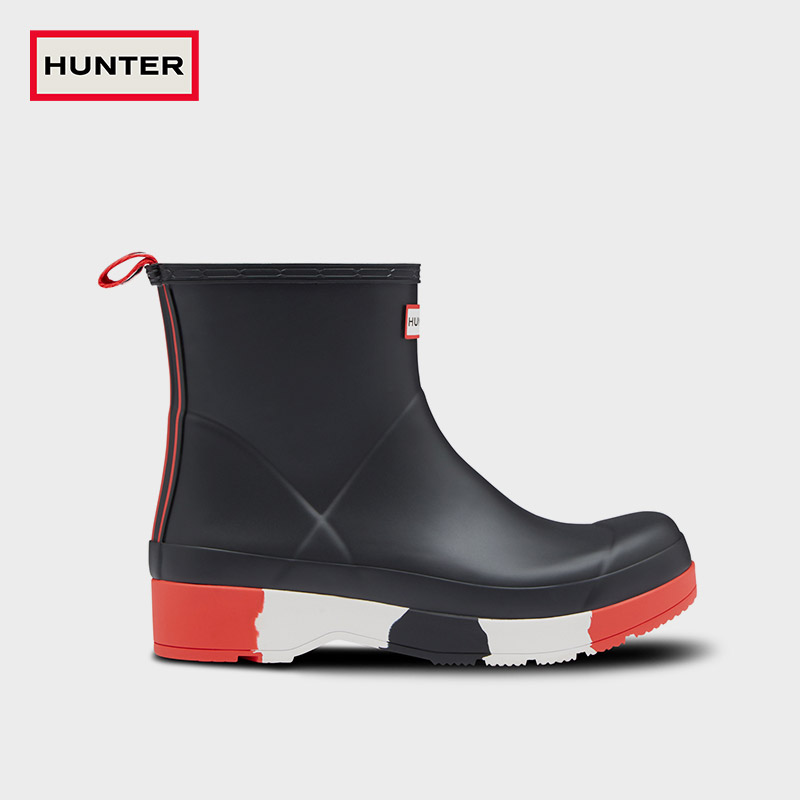 Hunter Uk Cool Playing Rain Shoes Rain Boots Men's Shoes Outside Wearing Waterproof Non-slip Rainbow Bottom Thick Bottom Short Boots Man