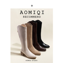 Boots Child long cylinder boots 2021 New autumn and winter high cylinder boots female western denim boots Martin boots female winter gush