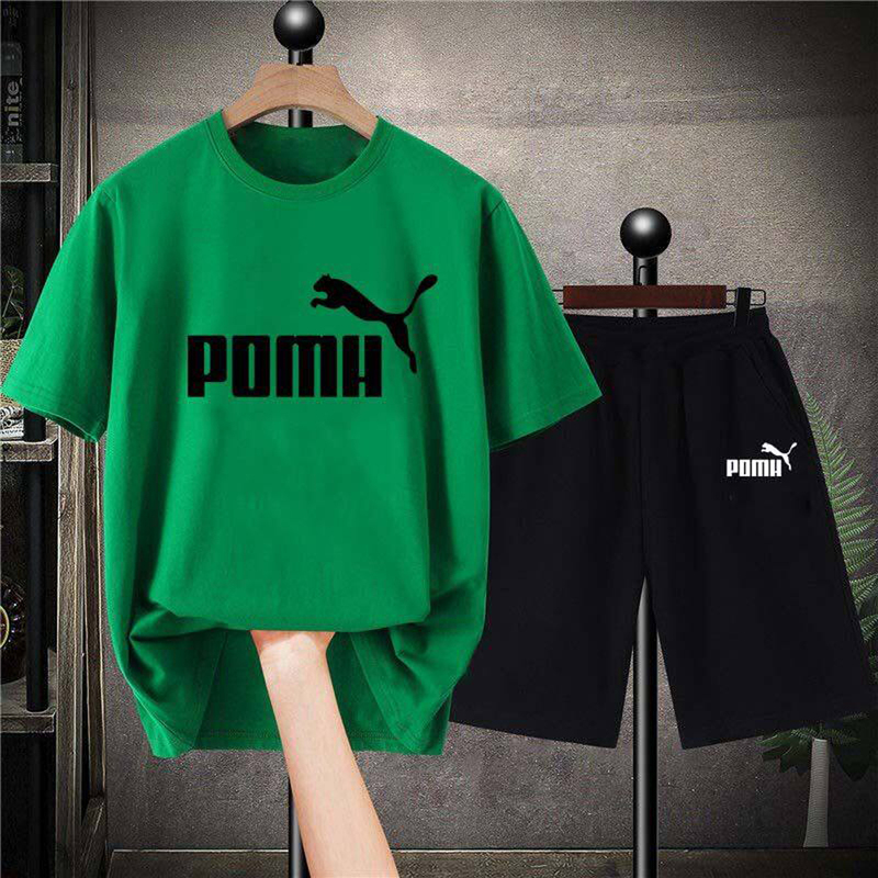 Trendy Brand 2025 New Children's Pure Cotton Short-Sleeve T-Shirt Boys' Casual Sports Set Girls' Two-Piece Set for Older Children 8