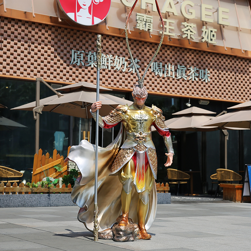 Outdoor Black Myth: Wukong Floor-Standing Decoration, Cinema Cartoon Character Sculpture, Shop, Shopping Mall, Scenic Spot Large Ornament