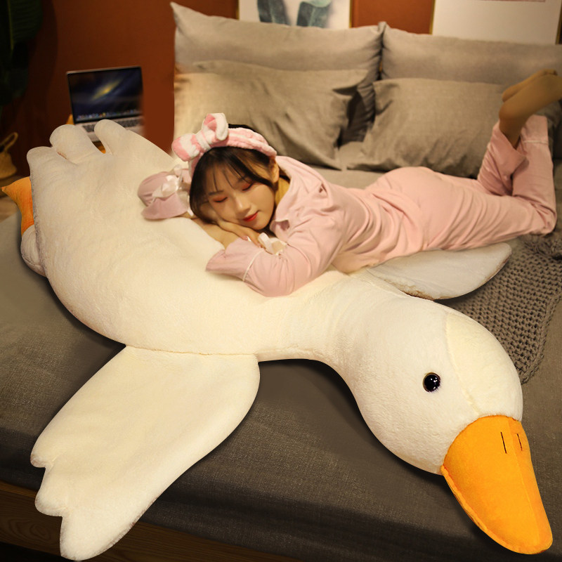 Big White Goose Sleeping With Pillow Plush Toy Girl Girl Doll Big Doll Special Clip Leg Big Goose Doll Duck-Taobao