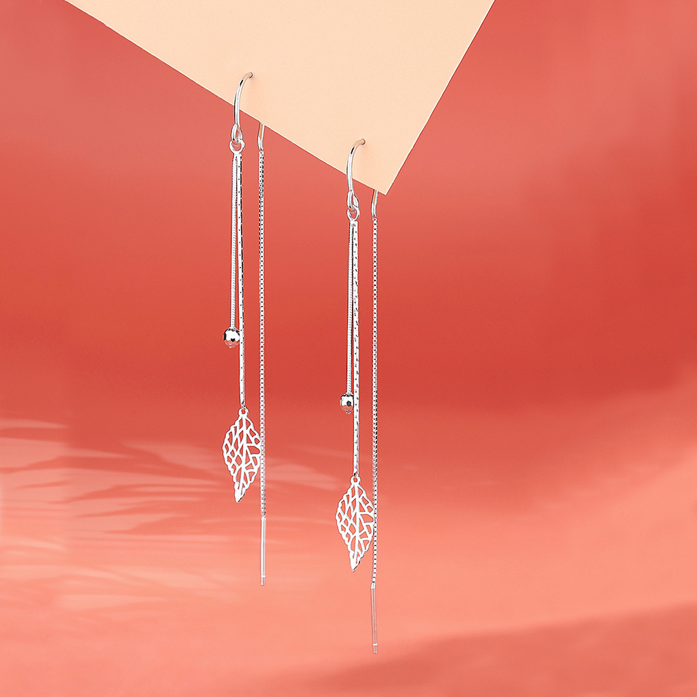 s925 sterling silver leaf earrings female 2021 new trendy earrings female temperament earrings super fairy tassel earrings earrings