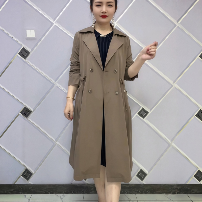 Double-Breasted Suit Collar Casual Trench Coat for Women, Spring and Summer Thin Mid-Length British Style Single-Layer Waist-Cinching Sun Protection Coat Double-Breasted Suit Collar Casual Trench Coat for Women, Spring and Summer Thin Mid-Length British Style Single-Layer Waist-Cinching Sun Protection Coat