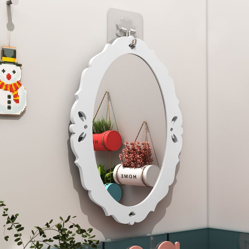 Bathroom Mirror Sticker Wall Free of perforated washroom Hung Wall Glass Makeup Toilet Wall-mounted Bathroom Mirror Self-Stick-Taobao