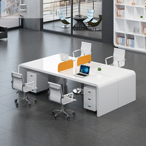 Paint staff desk simple modern 2 4 staff Station open card seat furniture office table and chair combination