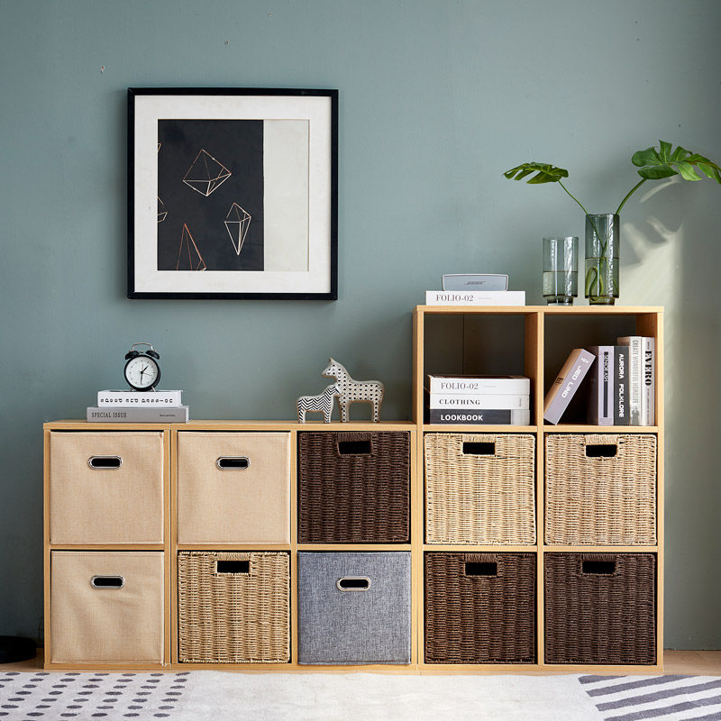 Bookshelves Shelve Ground Solid Wood Plaid Cabinet Children's Toy Containing Cabinet Free Combined Bookcase Partition storage cabinet