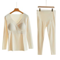 Maternity Autumn Clothes and Autumn Pants Sets Bra-free Nursing Warm Underwear Autumn and Winter German Velvet Confinement Clothes Pregnancy and Winter Clothes