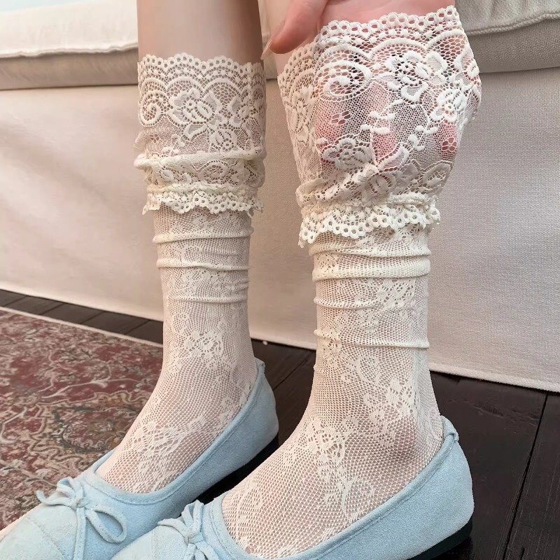 Lace Slouch Socks Are Really Beautiful! Thin Lace-Trimmed Lolita Japanese-Style Ballet Socks for Women in Summer Lace Slouch Socks Are Really Beautiful! Thin Lace-Trimmed Lolita Japanese-Style Ballet Socks for Women in Summer
