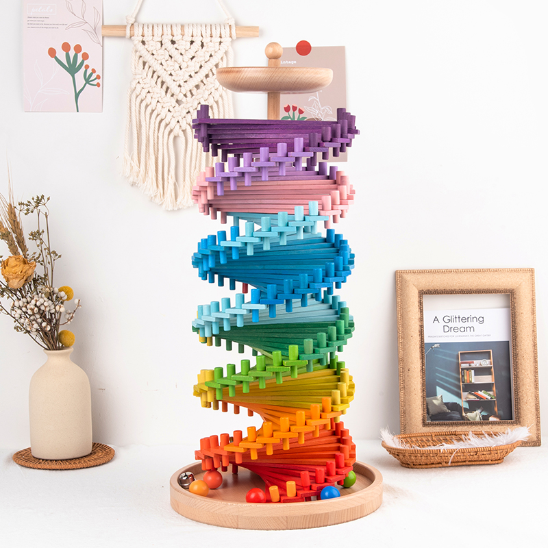 German racing marbles ball spiral staircase track rainbow building blocks motherland version puzzle building toys