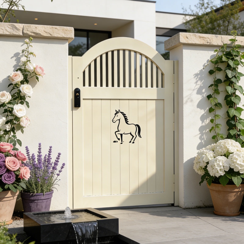 Aluminum Alloy Community Garden Gate, B&B Courtyard Gate, Wrought Iron Villa Gate, Simple Louvered Courtyard Gate, Rural Courtyard Gate