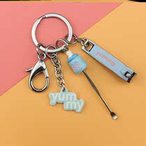 Key ring ear key hanging battery car room three-piece nail clipper nail clipper ear spoon key chain Lady