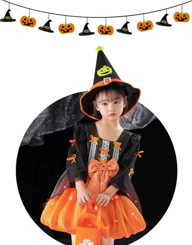 Halloween trẻ em trang phục bé gái dự tiệc trang phục hóa trang phù thủy ma cà rồng cô gái trang phục phù thủy váy