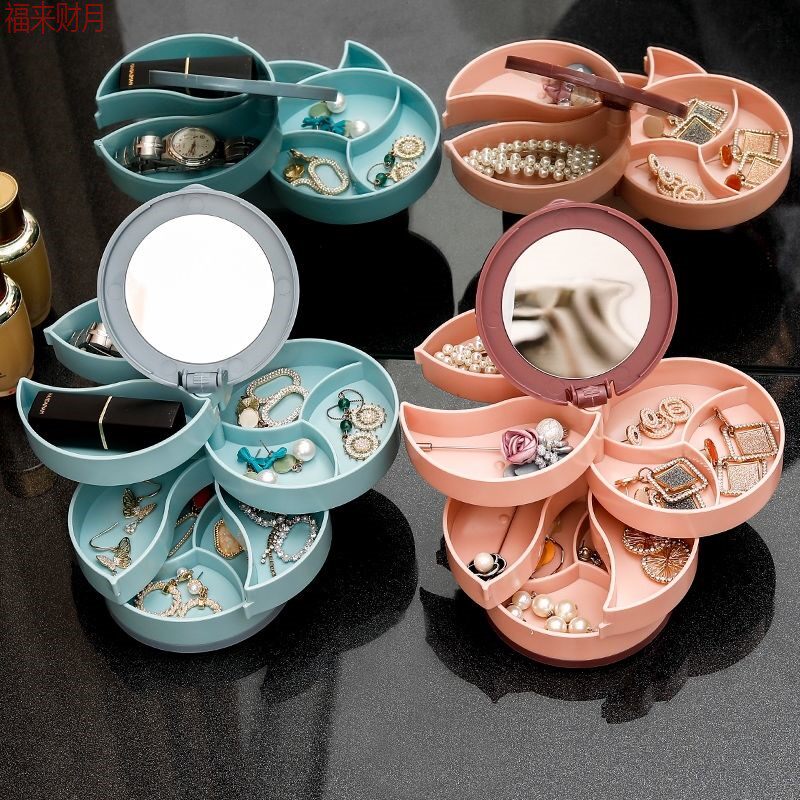 Multi-layer jewelry box 360 rotating hair ring hair accessories brooch box hairpin jewelry ring box brooch storage ear pin