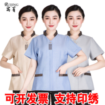 Property Cleaning Workwear Short Sleeves Women Summer Thin hotel Rooms Cleaning Aunt keeper work clothes cotton linen