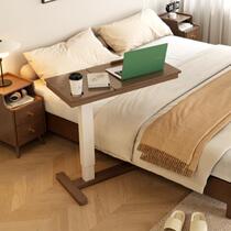 Solid wood bedside table with wheels removable lifting laptop desk sofa side table bed small table