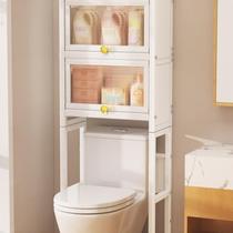 Floor-standing household bathroom toilet dust-proof high-end storage rack with cabinet door above the toilet