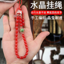 Happy mobile phone rope female neck rope personality hanging piece Ancient wind mounted crystal Hanauo mobile phone chain keypendant gift apple short U disk anti-loss cute wrist 1