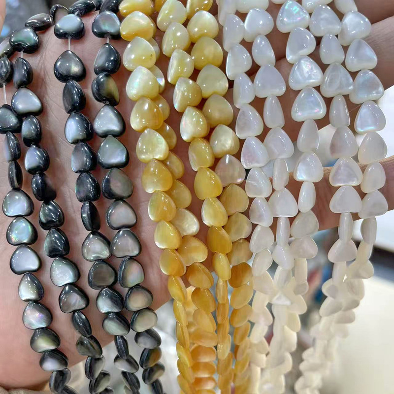 Natural Deep-Sea White Butterfly Shell 8mm Smooth Surface Heart-Shaped Through-Hole Beads DIY Bracelet Necklace Jewelry Accessories