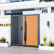 Iron Art Courtyard Door Solid Wood Door Villa Doors Aluminum Alloy Stainless Steel Cell Countryside Garden Outdoor Open Door Set