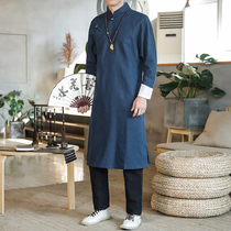Chinese style Mens clothing Republic of China cotton and linen gown Chinese Tang costume Ancient costume Crosstalk coat Robe Han costume Performance suit Cheongsam