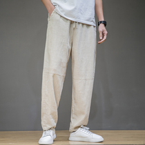 Chinese cotton linen mens pants summer thin loose Haren pants mens linen casual pants mens straight trousers