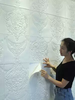 European flower wallpaper self-adhesive waterproof 3D three-dimensional wall sticker warm girl bedroom room decoration wallpaper simple modern