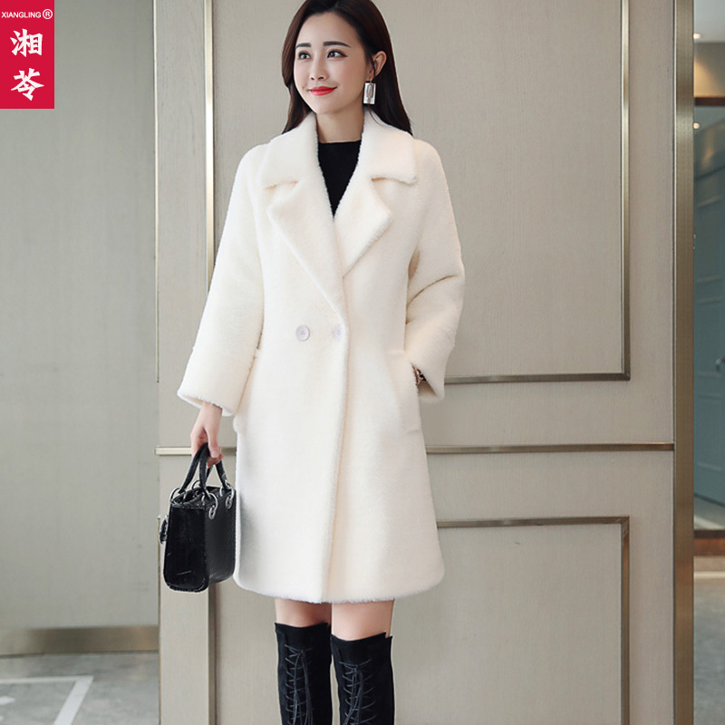 Mink Fur Coat for Women, Autumn and Winter 2024 New Korean Style, Petite, Thickened, Warm, Golden Mink Woolen Coat