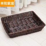 Плетеный ретро маленький настольный контейнер для закусок, маленькая корзина для хранения