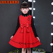 vestskirts lông Girls và váy mùa đông dày mùa thu / mùa đông váy đỏ lớn trẻ em váy công chúa váy của cô gái.