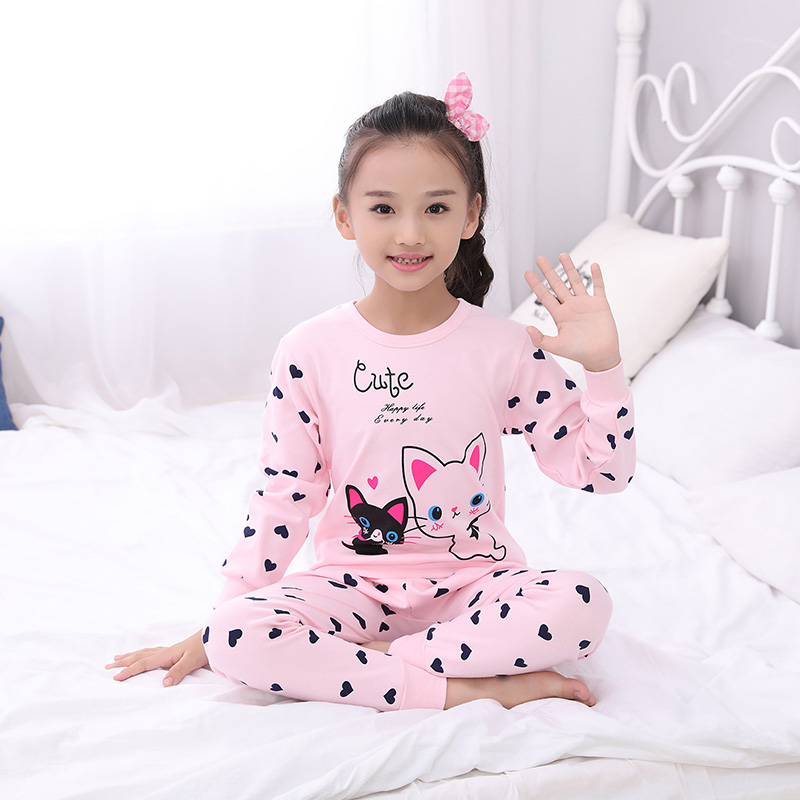 Childrens giữa cổ áo lót cô gái cậu bé đồ ngủ quần quần áo bộ bông mùa đông ấm áp mùa thu mùa thu baby baby bông.